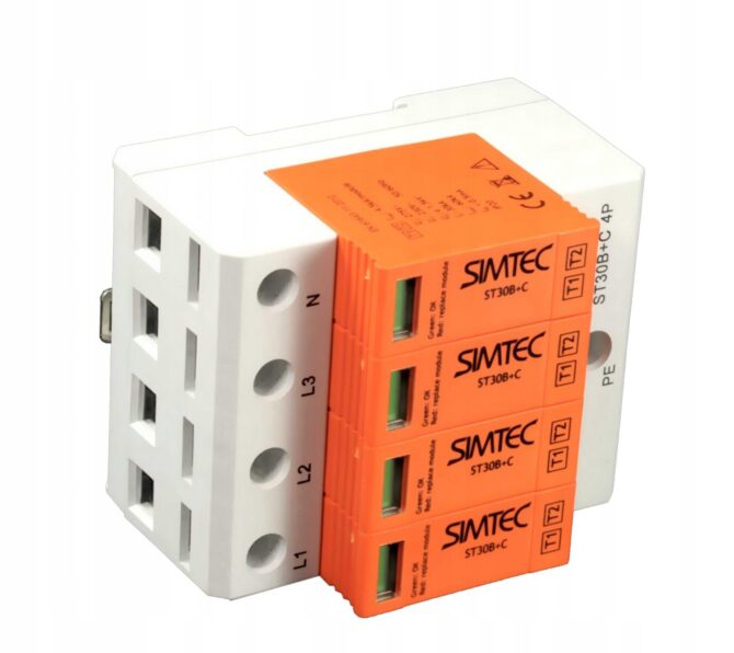 ST30B+C4P OGRANICZNIK PRZEPIĘĆ T1+T2 B+C 4P 4M 30/60KA SIMTEC 85201010