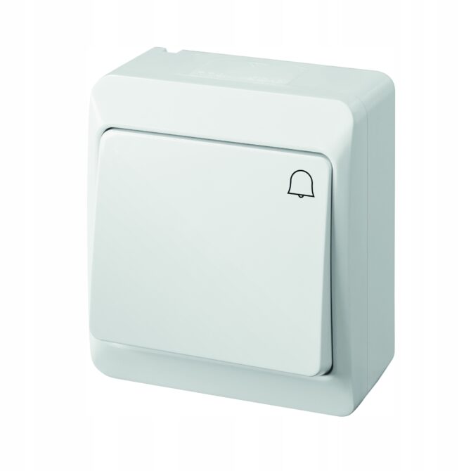 HERMES BIAŁY PRZYCISK NT "DZWONEK" IP44 ZACISKI ŚRUBOWE 10AX 250V 0337-02
