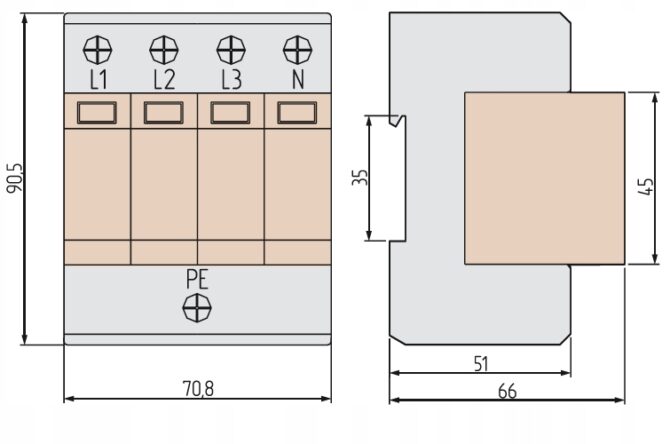 ST30B+C4P OGRANICZNIK PRZEPIĘĆ T1+T2 B+C 4P 4M 30/60KA SIMTEC 85201010 - obrazek 5