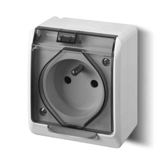 HERMES BIAŁY GNIAZDO NT 1X Z/U Z KLAPKĄ DYMNĄ IP44 ZACISKI ŚRUBOWE 16A 250V - obrazek 9