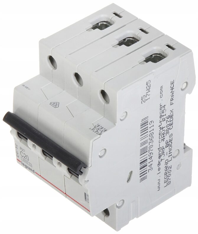 RX3 WYŁĄCZNIK NADPRĄDOWY C 20A 3P 3M 6KA 419236 - obrazek 5