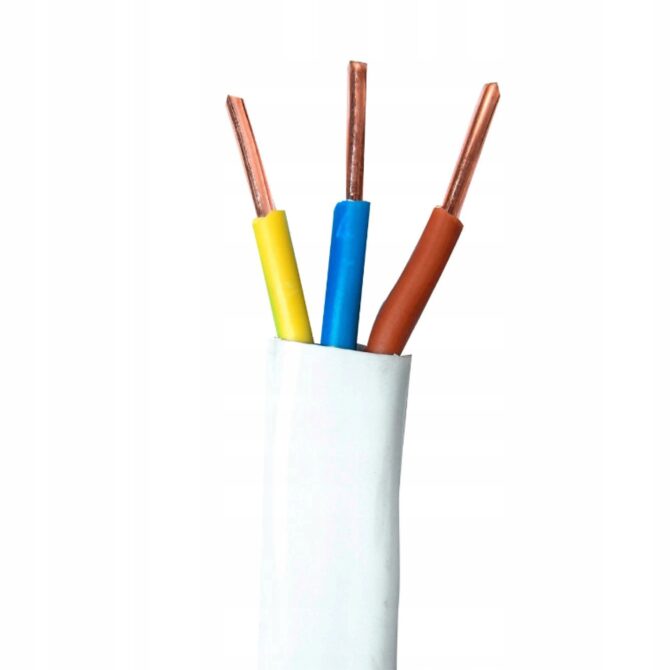 YDYP 3X 1.5 ŻO BIAŁY PRZEWÓD INSTALACYJNY PŁASKI DRUT 450/750V Elektrokabel - obrazek 2