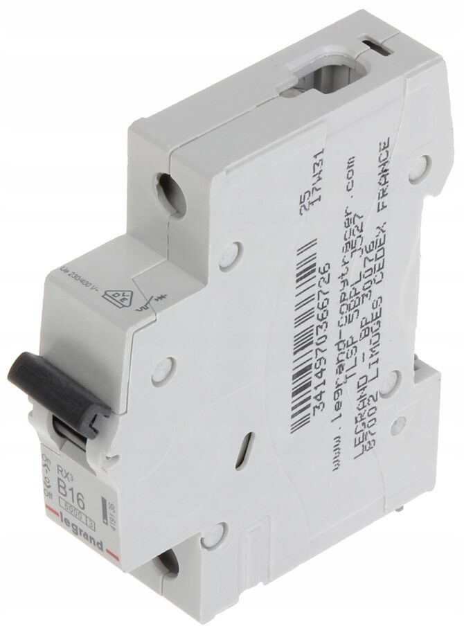 RX3 WYŁĄCZNIK NADPRĄDOWY B 16A 1P 1M 6KA 419136 - obrazek 3