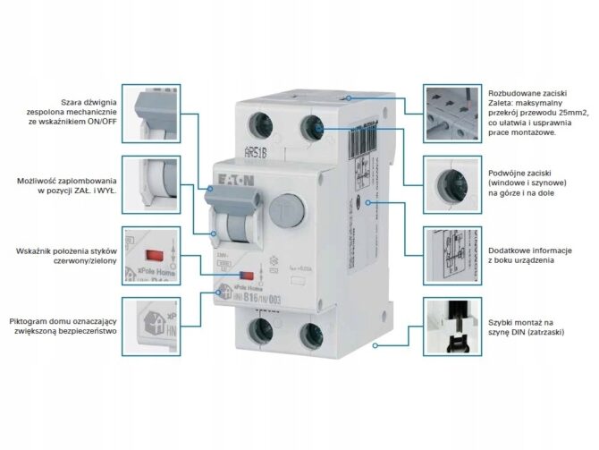 EATON WYŁĄCZNIK RÓŻNICOWOPRĄDOWY HNB-B25/1N/003 195123 - obrazek 2