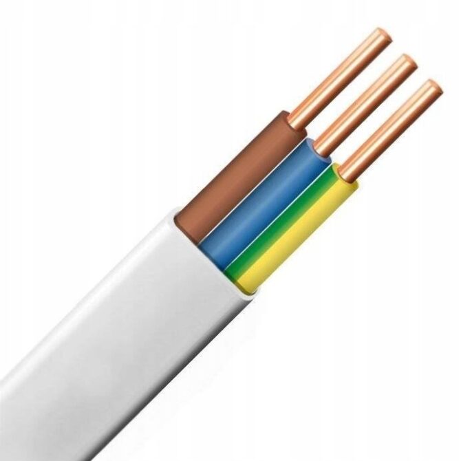 YDYP 3X 1.5 ŻO BIAŁY PRZEWÓD INSTALACYJNY PŁASKI DRUT 450/750V Elektrokabel - obrazek 7