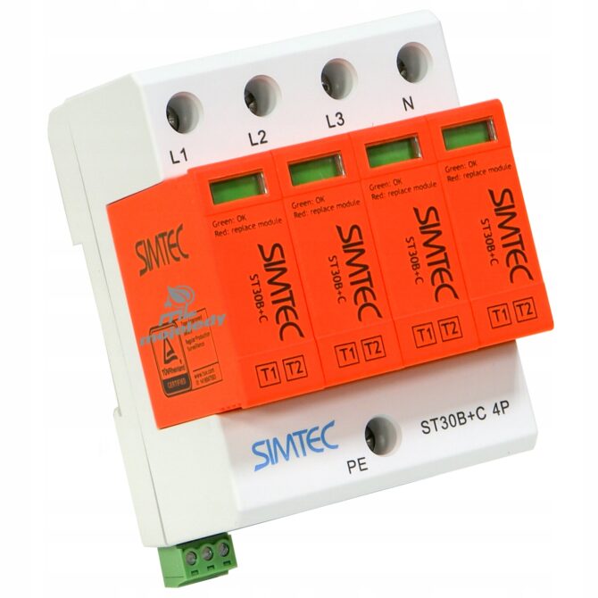 ST30B+C4P OGRANICZNIK PRZEPIĘĆ T1+T2 B+C 4P 4M 30/60KA SIMTEC 85201010 - obrazek 12