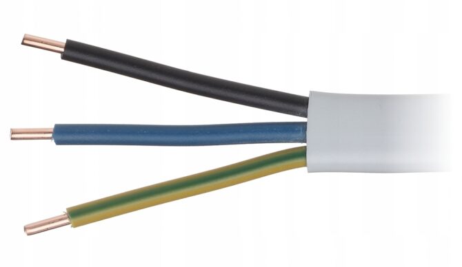 YDYP 3X 1.5 ŻO BIAŁY PRZEWÓD INSTALACYJNY PŁASKI DRUT 450/750V Elektrokabel - obrazek 5